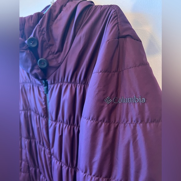 Columbia Puffer Women’s Jacket coat purple burgundy hood - Picture 3 of 7